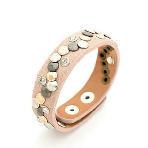 RUST rhinestone studded leather snap bracelet